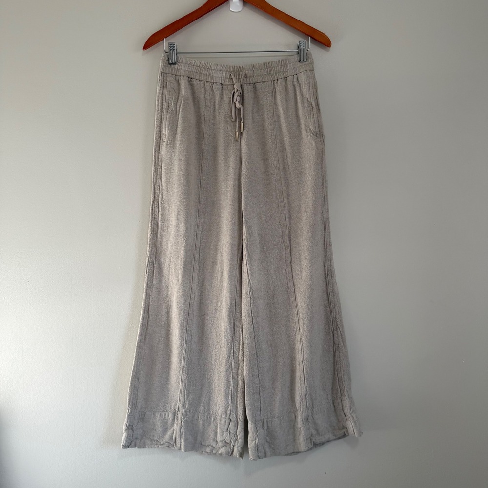 Rachel Zoe Linen Blend High Waisted Wide Leg Drawstring Pants Size 4
